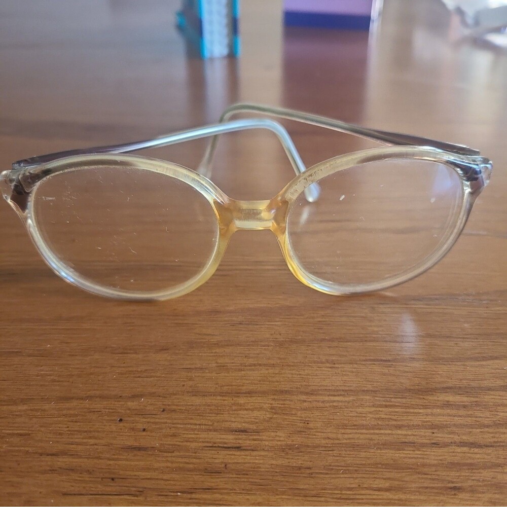 Vintage Pathway Eyeglass Frames 54-19 Translucent Yellow Clear Retro